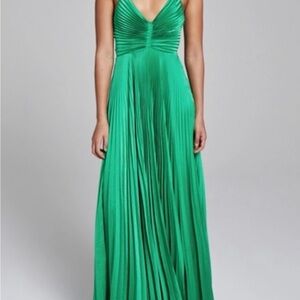 A.L.C. Vibrant Green Pleated Dress